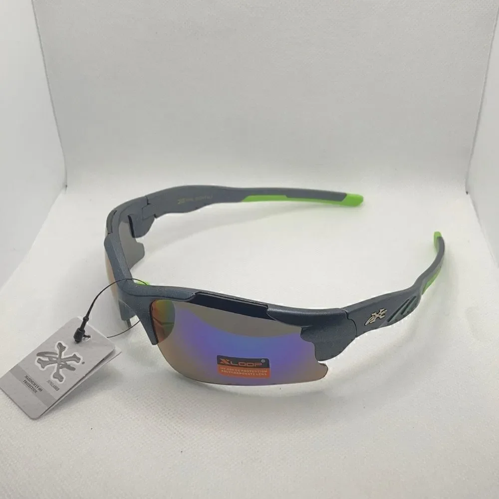 X-Loop Mens Wrap Around Semi Rimless Mirrored Lens
